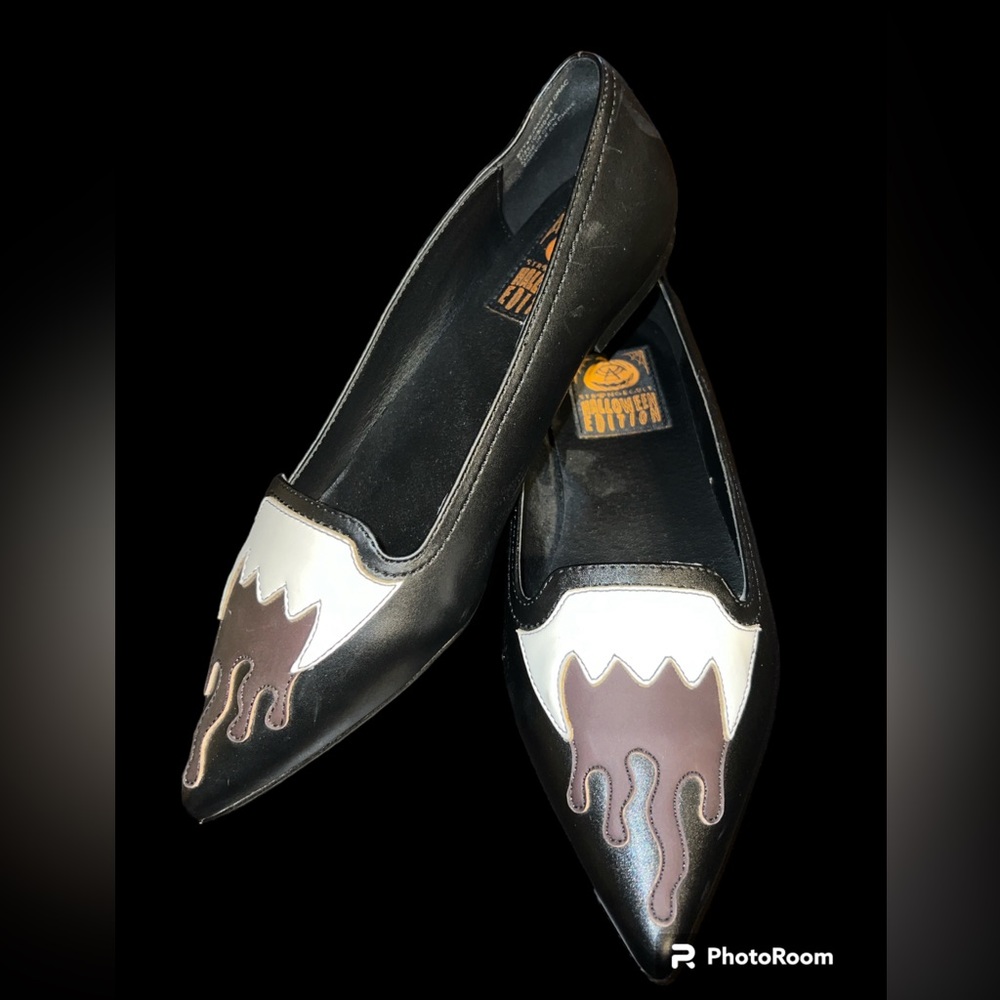 Strange Cvlt Cult Black Drac Flats Size 10 Vampire Fangs Dracula Halloween